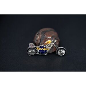Hard Rock Cafe Pin Las Vegas Motorcycle chopper yellow and red blue logo